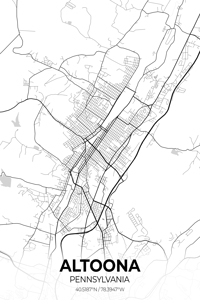 Altoona Pennsylvania City Map Print