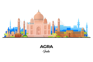 Agra India City Skyline Print