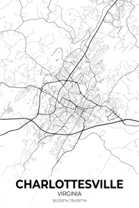Charlottesville Virginia City Map Print