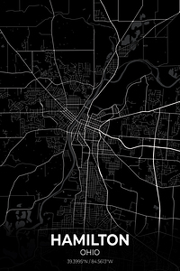 Hamilton Ohio City Map Print