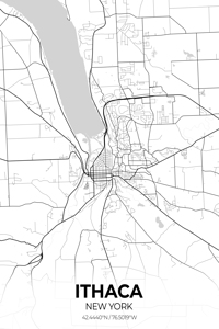 Ithaca New York City Map Print