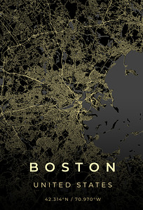 Boston United States City Map Print