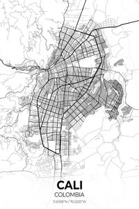 Cali Colombia City Map Print