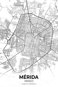 Merida Mexico City Map Print