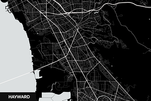 Hayward California City Map Print