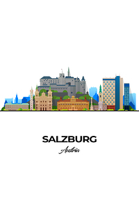 Salzburg Austria City Skyline Print