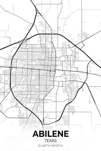 Abilene Texas City Map Print