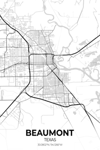 Beaumont Texas City Map Print
