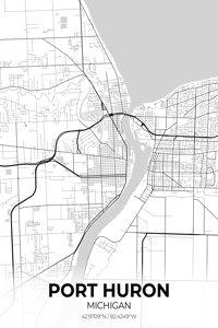 Port Huron Michigan City Map Print
