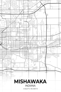 Mishawaka Indiana City Map Print