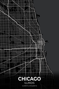 Chicago Illinois City Map Print