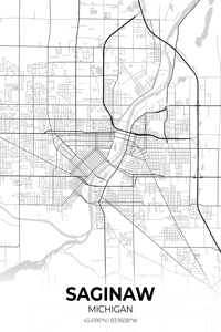 Saginaw Michigan City Map Print