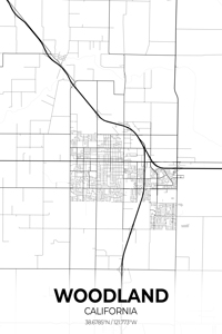 Woodland California City Map Print