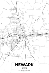 Newark Ohio City Map Print