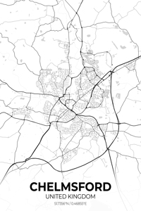 Chelmsford United Kingdom City Map Print