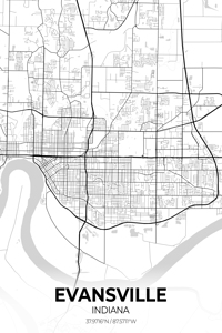 Evansville Indiana City Map Print