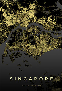 Singapore City Map Print