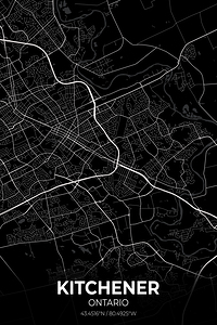 Kitchener Ontario City Map Print