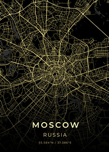 Moscow Russia Map Print
