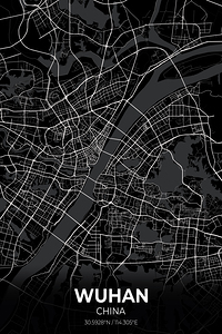 Wuhan China City Map Print