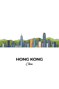 Hong Kong China City Skyline Print