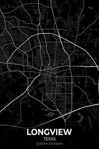 Longview Texas City Map Print