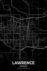 Lawrence Kansas City Map Print