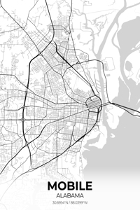 Mobile Alabama City Map Print