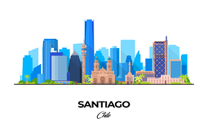 Santiago Chile City Skyline Print