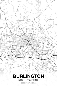 Burlington North Carolina City Map Print