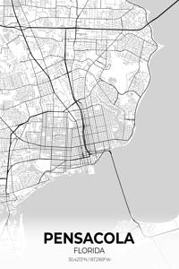 Pensacola Florida City Map Print