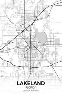 Lakeland Florida City Map Print