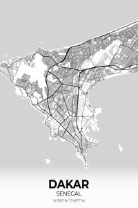 Dakar Senegal City Map Print