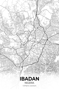 Ibadan Nigeria City Map Print
