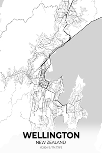 Wellington New Zealand City Map Print