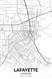 Lafayette Louisiana City Map Print