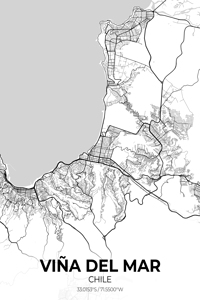 Vina del Mar Chile City Map Print