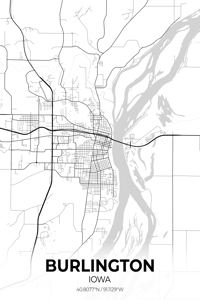 Burlington Iowa City Map Print
