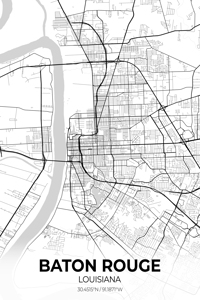 Baton Rouge Louisiana City Map Print