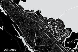 San Mateo California City Map Print