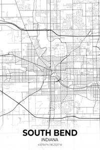 South Bend Indiana City Map Print