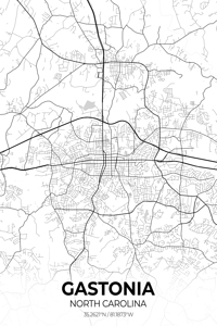 Gastonia North Carolina City Map Print