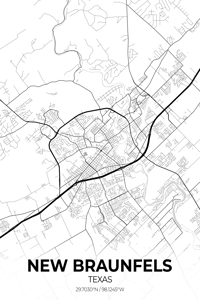 New Braunfels Texas City Map Print