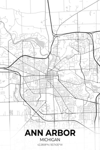 Ann Arbor Michigan City Map Print