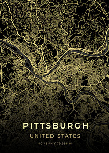 Pittsburgh Pennsylvania City Map Print