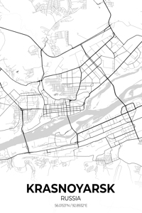 Krasnoyarsk Russia City Map Print