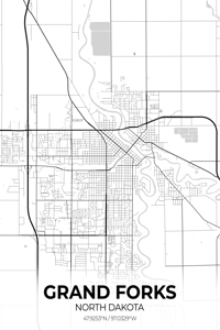 Grand Forks North Dakota City Map Print