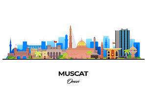 Muscat Oman City Skyline Print
