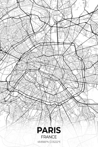 Paris France City Map Print