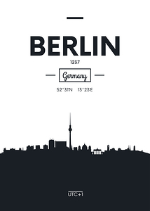 Geometric pattern skyline city America and Europe
